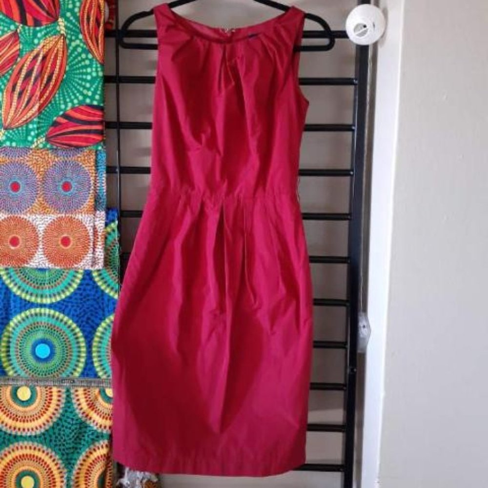 red lined taffeta dress